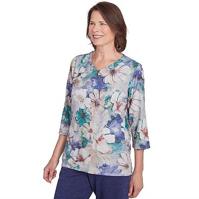 Women's Alfred Dunner Watercolor Floral Melange Top