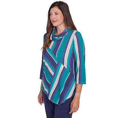 Women's Alfred Dunner Cowl Neck Striped Top