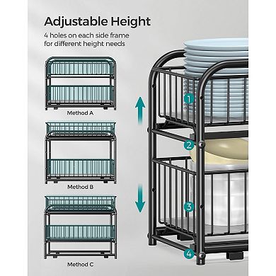 Versatile 2-Tier Steel Cabinet Organizer with Pull-Out Drawers and PP Sheets