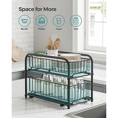 Versatile 2-Tier Steel Cabinet Organizer with Pull-Out Drawers and PP Sheets
