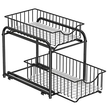 Versatile 2 tier Steel Cabinet Organizer with Pull-Out Drawers and PP Sheets