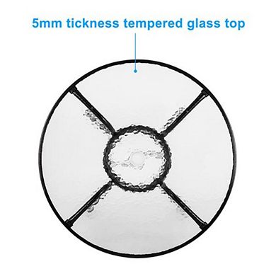 Outdoor Dining Table Round Toughened Glass Table Yard Garden Glass Table
