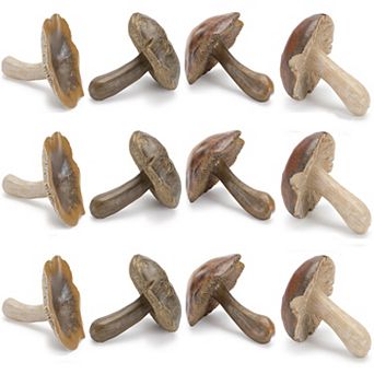 Natural Stone Mushroom Shelf Sitter Set - Rustic Home Decor (12 Pieces)