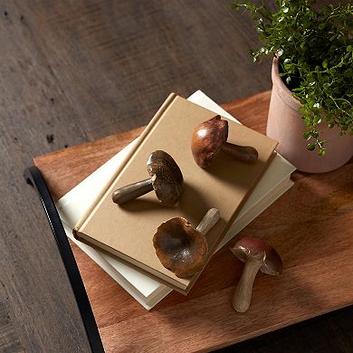 Natural Stone Mushroom Shelf Sitter Set - Rustic Home Decor (12 Pieces)