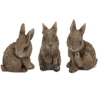 Nature-Inspired Resin Bunny Rabbit Figurines for Spring Home and Garden Decorations, Set of 3