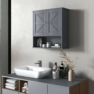 Modern Wall-mounted design Bathroom Cabinet- Grey