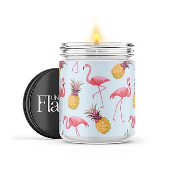 Flamingos & Pineapples - 22-oz Candle Jar - Sea Salt & Peony