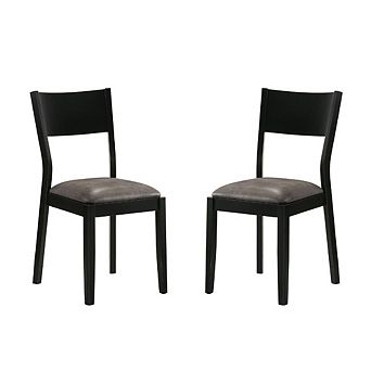 Set Of 2 Leatherette Dining Chairs In Black And Gray