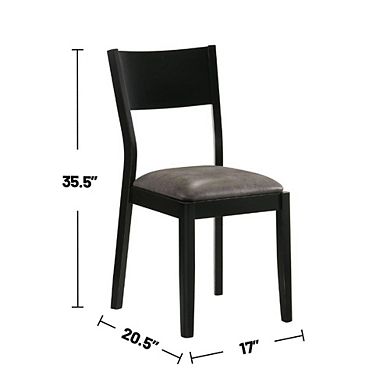 Set Of 2 Leatherette Dining Chairs In Black And Gray