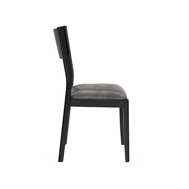Set Of 2 Leatherette Dining Chairs In Black And Gray