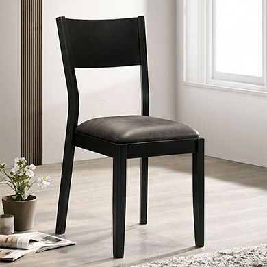 Set Of 2 Leatherette Dining Chairs In Black And Gray