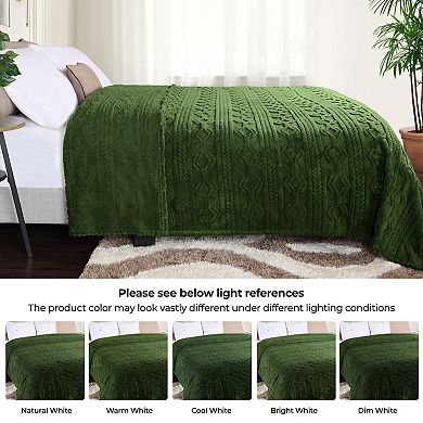 SUPERIOR Arctic Boho Jacquard Plush Fleece Blanket