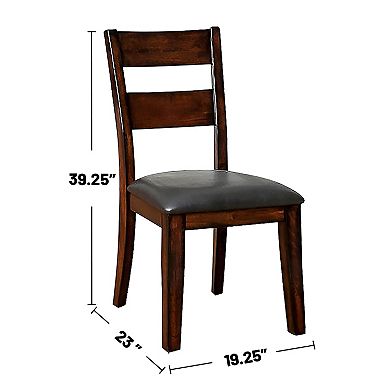 Set Of 2 Faux Leather And Wood Dining Side Chairs In Dark Cherry