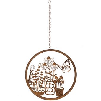 Modern Industrial Wall Plaque - 16 Inch Round Metal Art, Triple Layer Design
