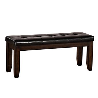 Pu Upholstered Dining Bench In Black And Espresso