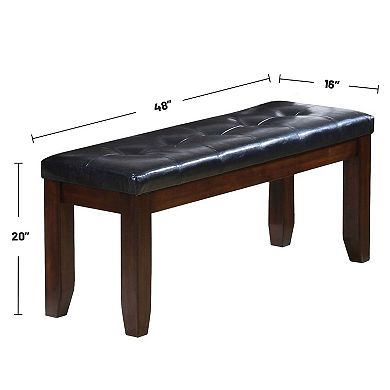 Pu Upholstered Dining Bench In Black And Espresso