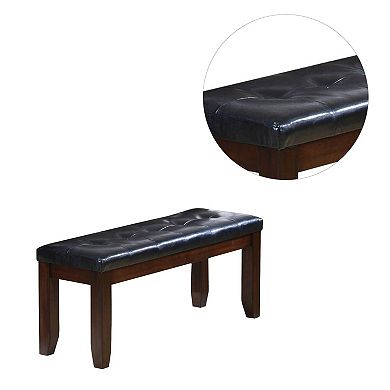 Pu Upholstered Dining Bench In Black And Espresso