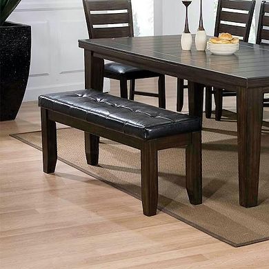 Pu Upholstered Dining Bench In Black And Espresso