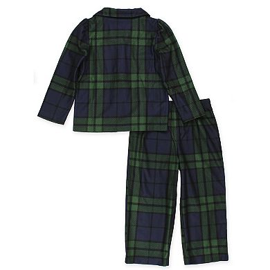 Komar Kids Holiday Green Plaid Toddler Girls 2pc Coat Pajamas