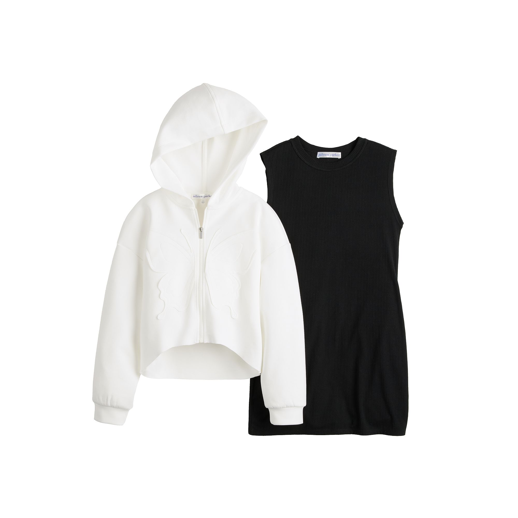 Girls 7-16 Adyson Parker 3D Embellished Hoodie & Sleeveless Dress Set, Girl
