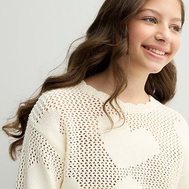 Girls 7-16 Adyson Parker Heart Sweater & Bubble Skirt Set