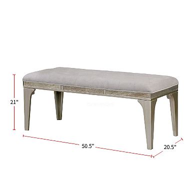 Dining Seating Bench In Silver And Light Gray