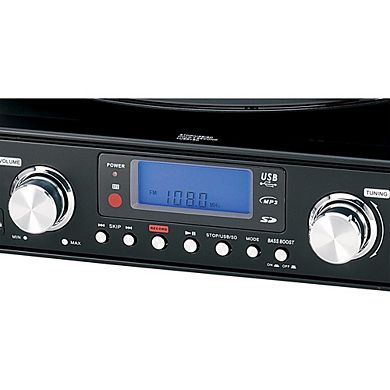 Jensen Blk Stereo Turntable 3speed Mp3 Encoding System