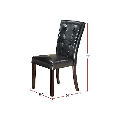 Set Of 2 Leather Upholstered Dining Chairs In Black