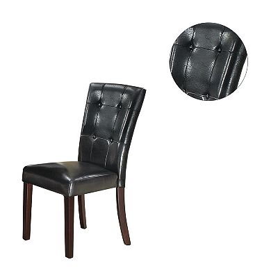 Set Of 2 Leather Upholstered Dining Chairs In Black