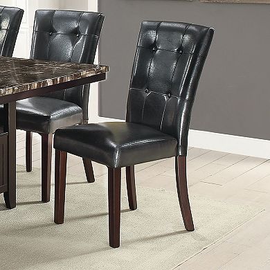 Set Of 2 Leather Upholstered Dining Chairs In Black
