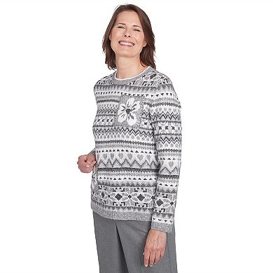 Women's Alfred Dunner Fairisle Biadere Patch Sweater