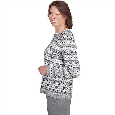 Women's Alfred Dunner Fairisle Biadere Patch Sweater