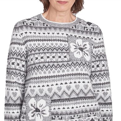 Women's Alfred Dunner Fairisle Biadere Patch Sweater