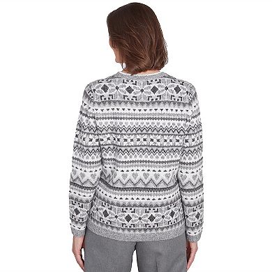 Women's Alfred Dunner Fairisle Biadere Patch Sweater