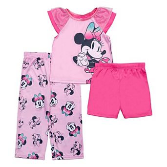 Disney's Minnie Mouse Toddler 3 pc Pajama Top, Pajama Shorts & Pajama Bottoms Set