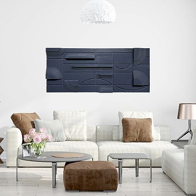 Gallery 57 Blue Modern Geometric 19" x 44" Hand Crafted Wall Art