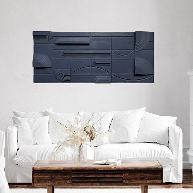 Gallery 57 Blue Modern Geometric 19" x 44" Hand Crafted Wall Art