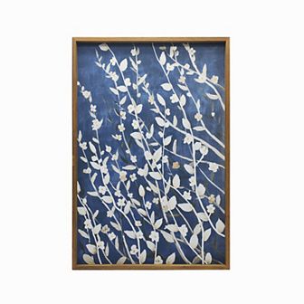 Gallery 57 Azure Blossoms Wood Framed Print Canvas 24" x 36" Wall Art