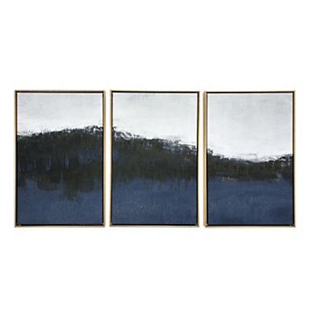 Gallery 57 3 pc Sapphire Abstract Triptych 48" x 24" Floating Framed Canvas Wall Art Print Set