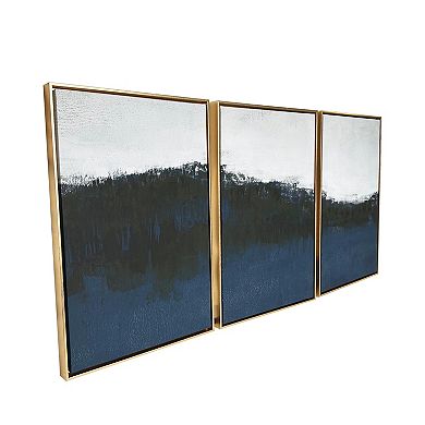 Gallery 57 3-pc. Sapphire Abstract Triptych 48" x 24" Floating Framed Canvas Wall Art Print Set