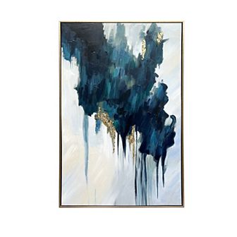 Gallery 57 Turquoise Glimmer Abstract Hand Painted 24" x 36" Floating Framed Wall Art Print