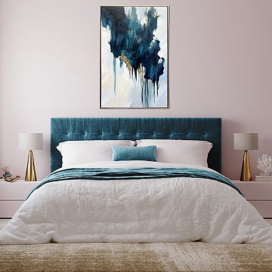 Gallery 57 Turquoise Glimmer Abstract Hand Painted 24" x 36" Floating Framed Wall Art Print