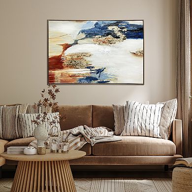 Gallery 57 Sienna Twilight Abstract Hand Painted 24" x 36" Floating Framed Wall Art Print