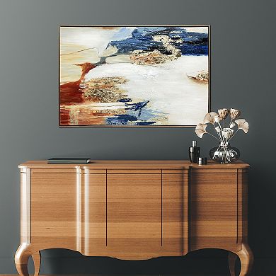 Gallery 57 Sienna Twilight Abstract Hand Painted 24" x 36" Floating Framed Wall Art Print