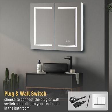 Ozon Vanity Mirror Cabinet, 1 Door, LED Light, Anti-Fog, Adjustable Brightness & Color