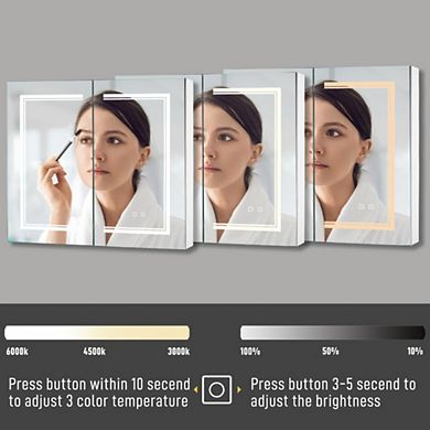 Ozon Vanity Mirror Cabinet, 1 Door, LED Light, Anti-Fog, Adjustable Brightness & Color