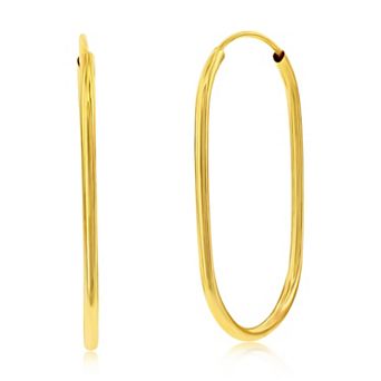 Divine Gold 14k Gold Oval Hoop Earrings