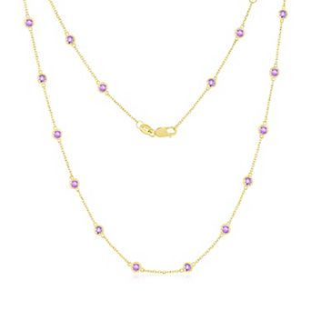 Divine Gold 14k Gold Amethyst Station Necklace