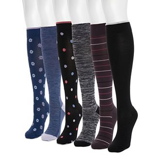 Women's MUK LUKS 6-Pack Knee-High Compression Socks