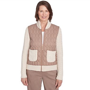 Women's Alfred Dunner Sweater Trim Quilted Jacket
